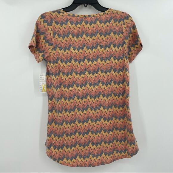 Lularoe Classic T Shirt Short Sleeve Chevron Zig Zag Orange XXS NEW - Picture 3 of 11